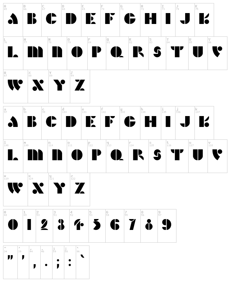 HFF Hunts Deco font map